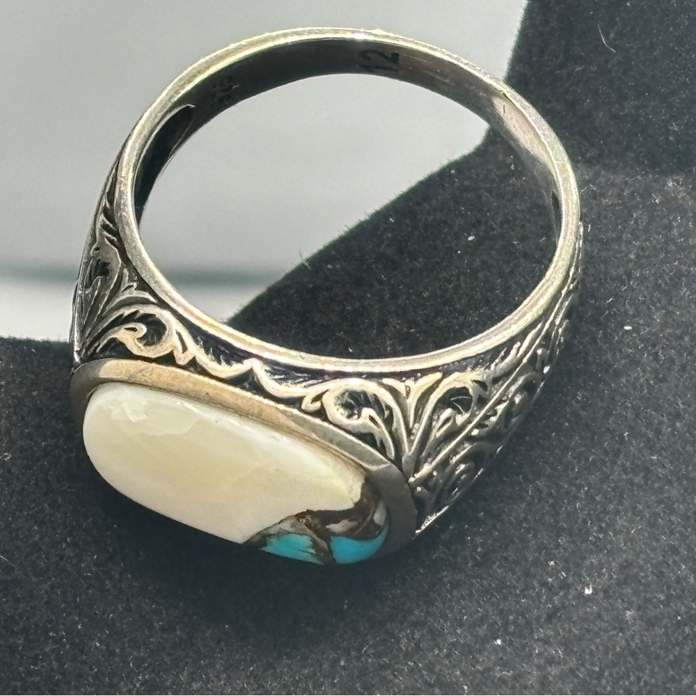 Silver Turquoise Men’s Statement Ring - image 8